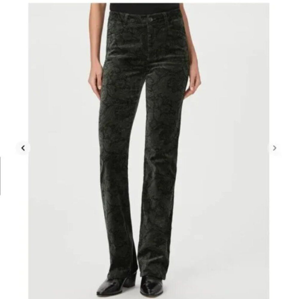 Morris & Co x Paige Naomi Multi Velvet Flare Pants in Dark Forest size 2 NWT